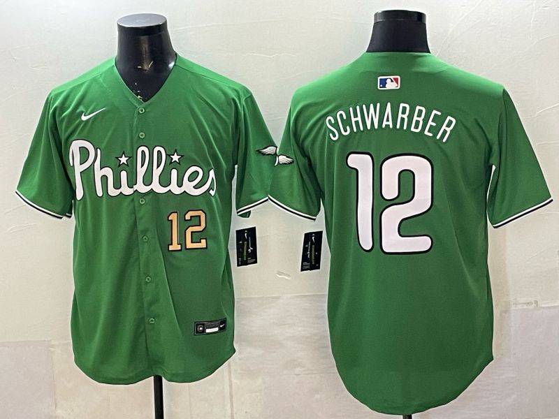 Men 2026 Philadelphia Phillies #12 Schwarber Green Game Nike MLB Jersey style 0017->houston astros->MLB Jersey
